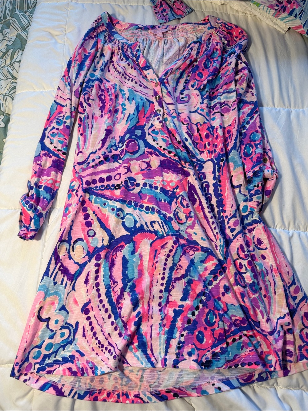 Lilly Pulitzer Pink, Blue & Purple Long-Sleeve Wrap Dress